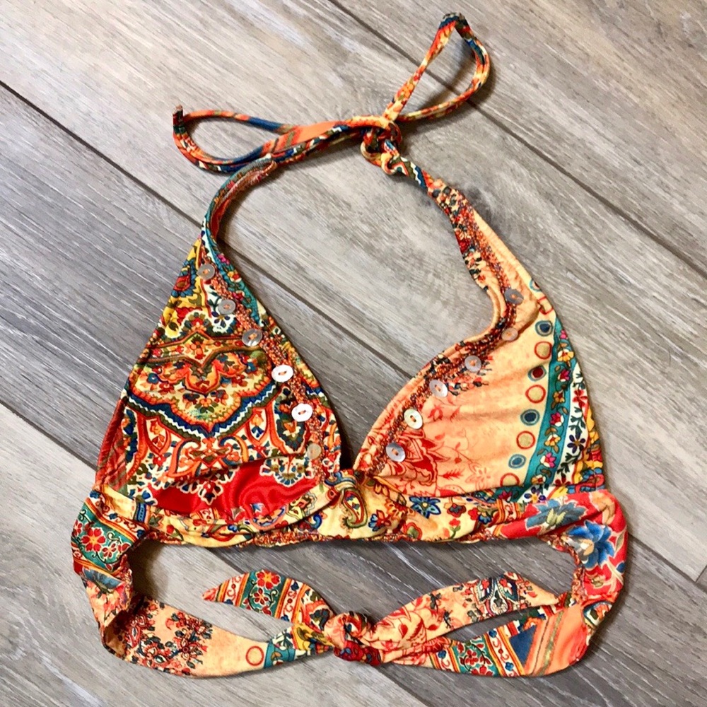 Lucky Brand | Boho Floral Paisley Bikini Top